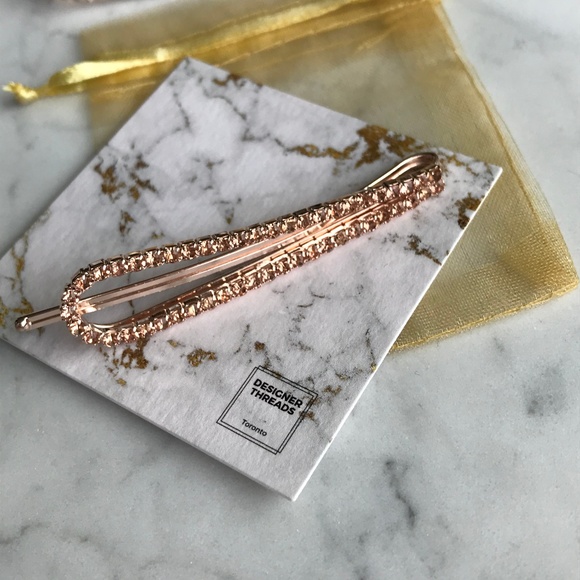 ✨Crystal Rhinestone Edge Barrette - Pink+Rose Gold - Picture 3 of 6